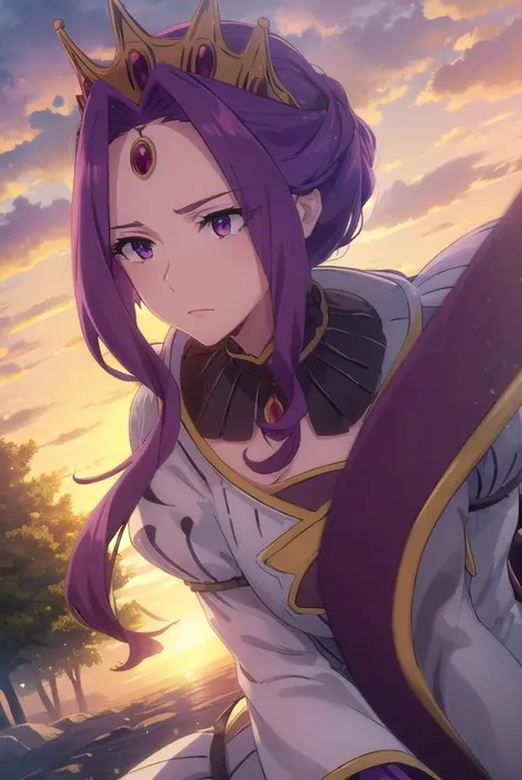 mireliaqmelromarc, <lora:mirelia q melromarc s1s2s3-lora-nochekaiser:1>,
mirelia q melromarc, purple hair, (purple eyes:1.1),
BREAK long sleeves, dress, jewelry, frills, puffy sleeves, wide sleeves, crown, purple dress,
BREAK outdoors, forest, nature, sky, sun, clouds,
BREAK looking at viewer, (cowboy shot:1.5),
BREAK <lyco:GoodHands-beta2:1>, (masterpiece:1.2), best quality, high resolution, unity 8k wallpaper, (illustration:0.8), (beautiful detailed eyes:1.6), extremely detailed face, perfect lighting, extremely detailed CG, (perfect hands, perfect anatomy),
