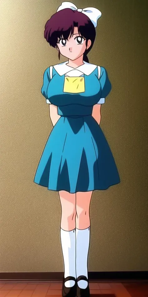 <lora:KuonjiUkyo:0.7>, KuonjiUkyo, large_breasts, solo, standing, head_bow, arms_behind_back, FurinkanUniform