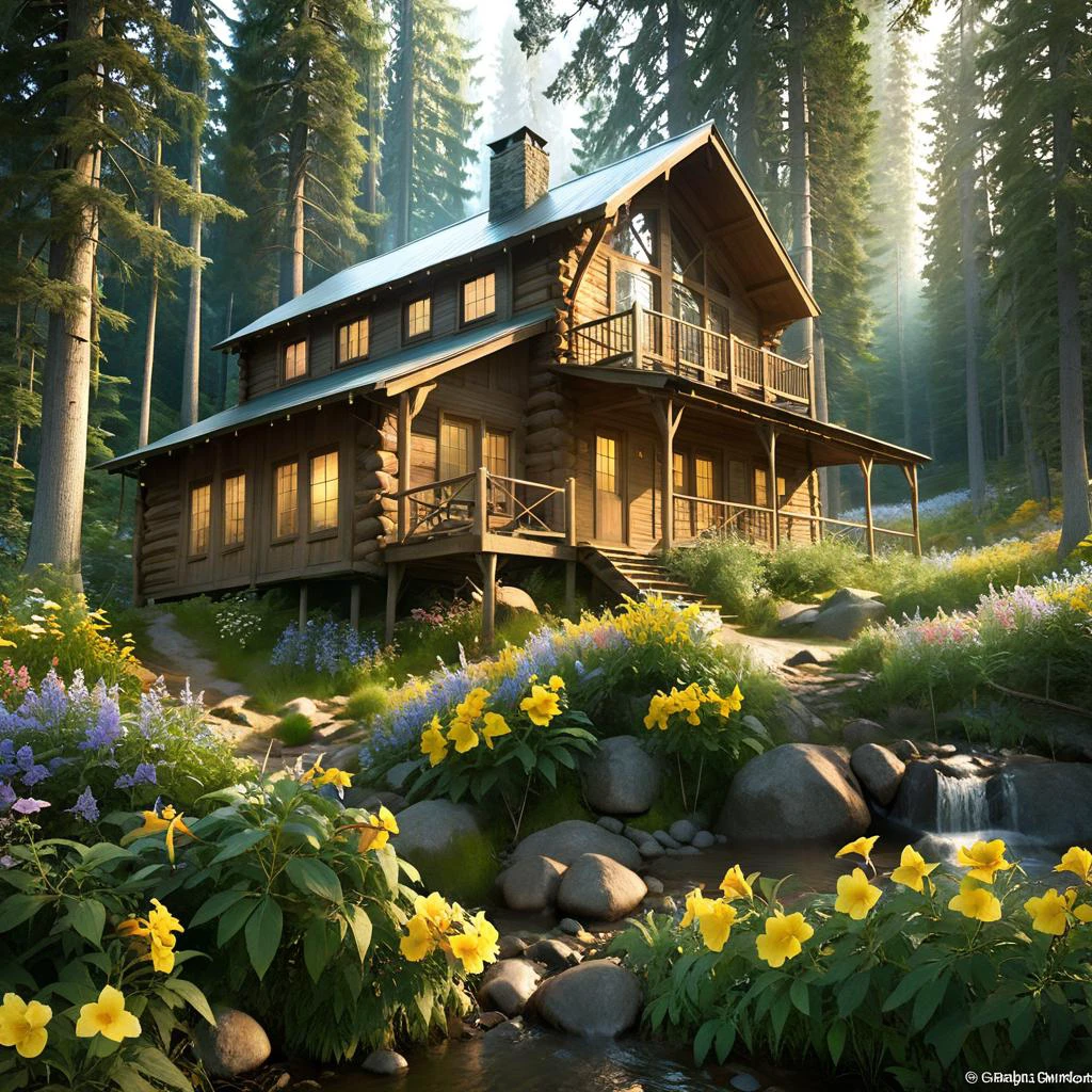 <lora:tecoma SDXL-000005:0.7>
best quality, masterpiece, master of epic, high quality, highres, tecoma, flower, movie, cabin in the woods,