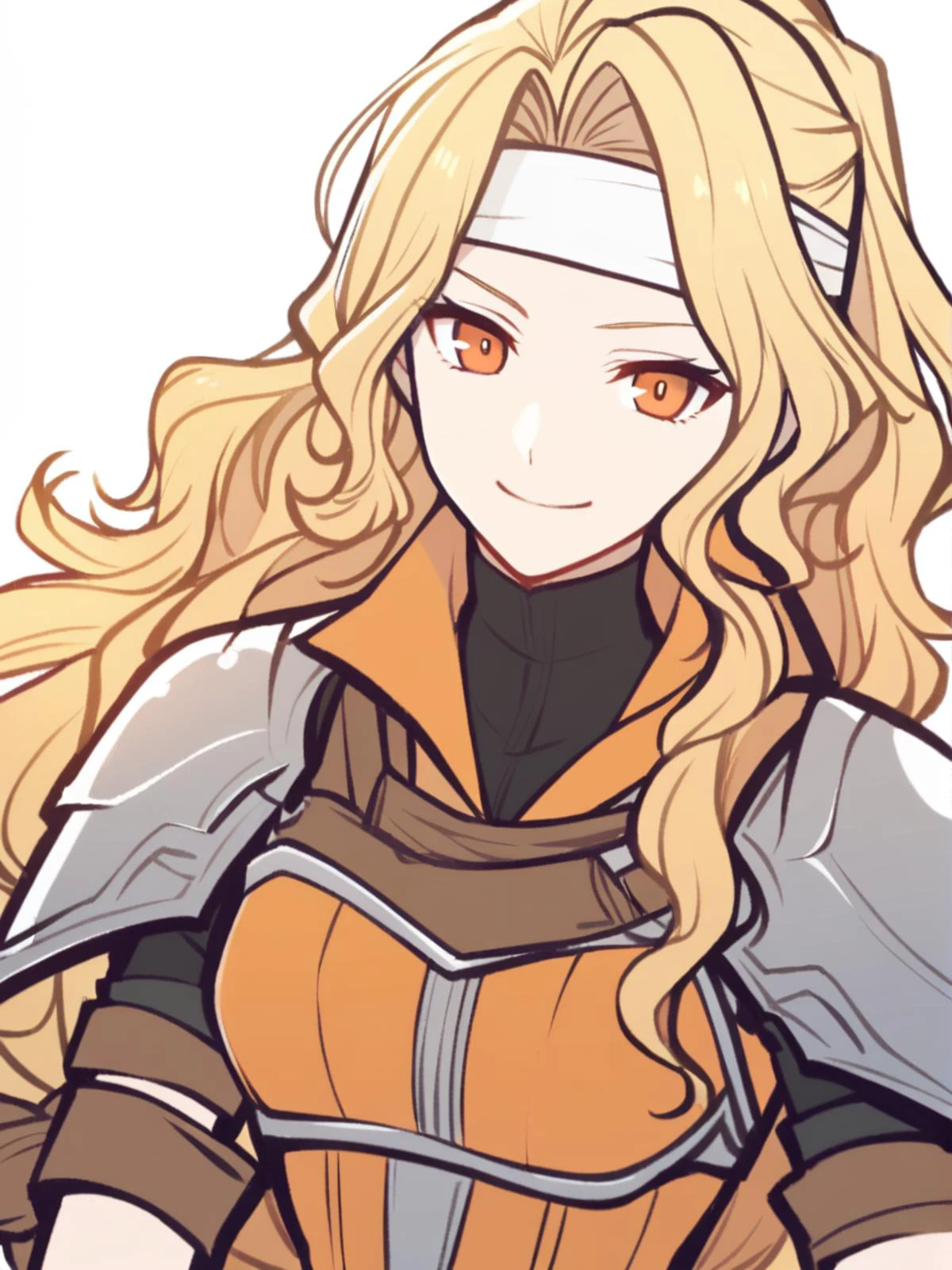 1girl,
brigid \(fire emblem\), fire emblem,
solo, low-tied long hair, simple background, very long hair, armor, orange eyes, headband, dress, looking at viewer, ponytail, smile, white headband, gloves, blonde hair, long hair, white background,
safe
<lora:mki-ani31-GenshinPV-v2-000012:1>