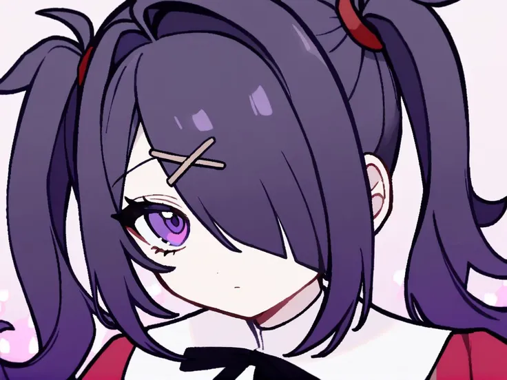 1girl, 
ame-chan \(needy girl overdose\), needy girl overdose, 
solo, closed mouth, ribbon, long hair, looking at viewer, shirt, hair over one eye, twintails, red shirt, hair tie, purple eyes, neck ribbon, portrait, collared shirt, black hair, black ribbon, 
  safe
 <lora:mki-ani31-GenshinPV-v2-000012:1>