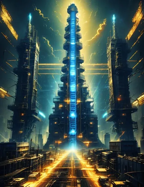 ((best quality)), ((masterpiece)), ((realistic,digital art)), (hyper detailed),DonMDj1nnM4g1cXL Industrial City, octane rendering, raytracing, volumetric lighting, Backlit,Rim Lighting, 8K, HDR, <lora:Dj1nnm4g1c:0.8>