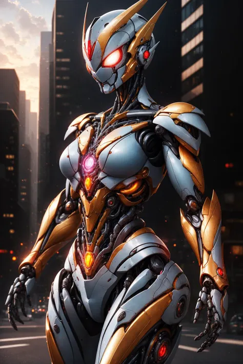 masterpiece, best quality, highres,realistic,upper body,
1girl,Ultraman,MechUltraman, golden,transparent,(stance:1.1),biomechanical,
city, dramatic lighting, <lora:MechUltraman_v14:0.8>