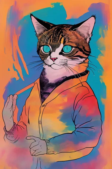 masterpiece,best quality,<lora:tbh95-:1>,svg,colorful,cat