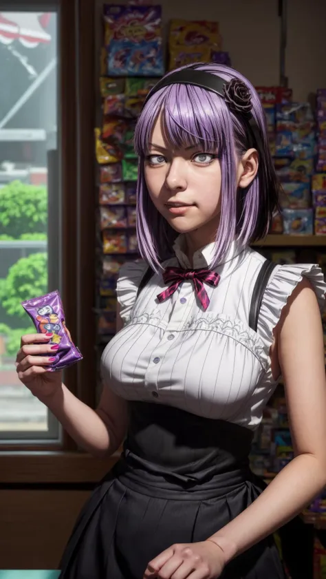 ((1girl, Hotaru Shidare, Dagashi Kashi)), smug, smirk, candy shop, holding candy, dynamic pose, <lora:hotaru-dagashi:1> <lora:add_detail:1>, masterpiece, best quality, hyperrealistic, extremely detailed, highly quality, 4k, sharp focus, professional photograph, sharp focus, award winning, cinematic lighting, octane render, unreal engine, volumetrics dtx, Wallpaper,