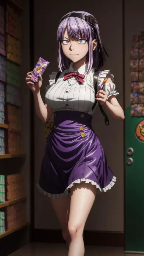 ((1girl, Hotaru Shidare, Dagashi Kashi)), smug, smirk, candy shop, holding candy, dynamic pose, <lora:hotaru-dagashi:0.9> <lora:add_detail:1>, masterpiece, best quality, hyperrealistic, extremely detailed, highly quality, 4k, sharp focus, professional photograph, sharp focus, award winning, cinematic lighting, octane render, unreal engine, volumetrics dtx, Wallpaper,