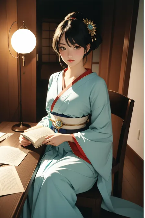 1girl, fantasy Ukiyo-E, masterpiece Cosplay Photograph, awardwinning Anime of a summer city street and Stellar nursery in background, Impressionism, (Mint green theme:0.7) , ("Through the pages of a book, worlds unfold, transporting us to realms both familiar and unknown.":1.3) , it is very 1950'S and Painterly, from inside of a Wanderlust Mount Doom, Foggy conditions, split diopter, Shameless, elegant, studio lighting, High Shutter Speed, Sony A7, pinhole lens, Velvia, overly complex style, sloppy strokes, lots of details, RTX