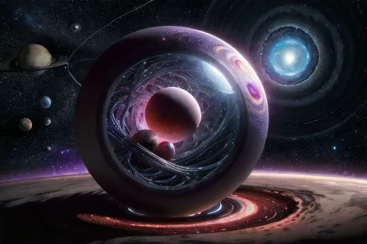Cosmic Carnage: Illustrate an otherworldly scene of destruction with a massive cosmic entity devouring planets, radiating chaotic energy, and heralding the apocalypse. Incorporate intricate details and vibrant, contrasting colors ,pen drawn, extreme detail, watercolor,, extreme detail, fill frame completely, full color, 32k UHD , hyper realistic , raytracing, DLSS 3.5, photo real, 35mm, hyper detail, 32k render, raytracing,