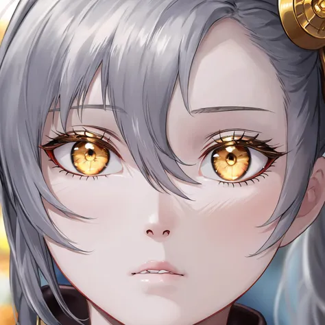 masterpiece, best quality, <lora:DrakeALv1-000090:1>,DrakeAL, 1girl, side ponytail, close-up, eye focus, detailed eyes, deep eyes, golden eyes, soft lips, beautiful