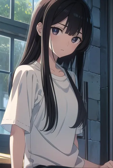 anzuhanashiro, <lyco:anzuhanashiro-lyco-nochekaiser:1>, 
anzu hanashiro, long hair, bangs, black hair, sidelocks, blunt bangs, (black eyes:1.5),
BREAK shirt, white shirt, short sleeves, shorts,
BREAK looking at viewer,
BREAK indoors,
BREAK <lora:GoodHands-vanilla:1>, (masterpiece:1.2), best quality, high resolution, unity 8k wallpaper, (illustration:0.8), (beautiful detailed eyes:1.6), extremely detailed face, perfect lighting, extremely detailed CG, (perfect hands, perfect anatomy),