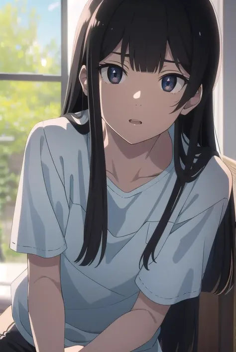 anzuhanashiro, <lyco:anzuhanashiro-lyco-nochekaiser:1>,
anzu hanashiro, long hair, bangs, black hair, sidelocks, blunt bangs, (black eyes:1.5),
BREAK shirt, white shirt, short sleeves, shorts,
BREAK looking at viewer,
BREAK indoors,
BREAK <lora:GoodHands-vanilla:1>, (masterpiece:1.2), best quality, high resolution, unity 8k wallpaper, (illustration:0.8), (beautiful detailed eyes:1.6), extremely detailed face, perfect lighting, extremely detailed CG, (perfect hands, perfect anatomy),