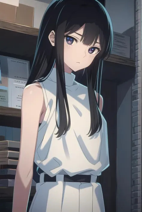 anzuhanashiro, <lyco:anzuhanashiro-lyco-nochekaiser:1>,
anzu hanashiro, long hair, bangs, black hair, sidelocks, blunt bangs, (black eyes:1.5),
BREAK shirt, hat, white shirt, sleeveless, belt, pants, sleeveless shirt, white headwear, braid, single braid,
BREAK looking at viewer,
BREAK indoors,
BREAK <lora:GoodHands-vanilla:1>, (masterpiece:1.2), best quality, high resolution, unity 8k wallpaper, (illustration:0.8), (beautiful detailed eyes:1.6), extremely detailed face, perfect lighting, extremely detailed CG, (perfect hands, perfect anatomy),