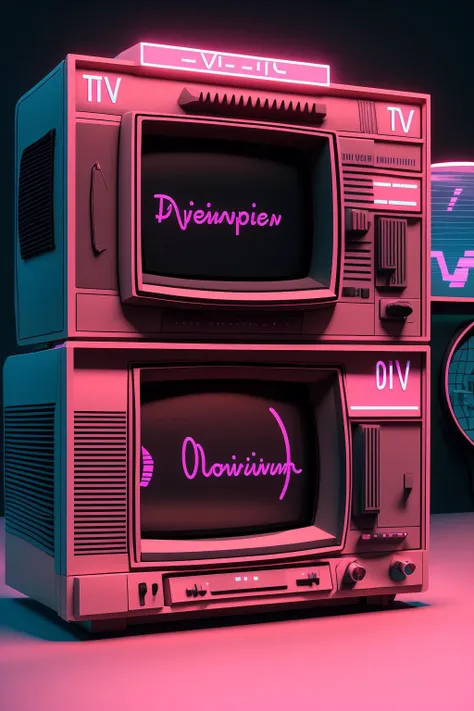 a retro tv with a sunset scene on it , vaporwave, c4d , unreal engine 5 ,