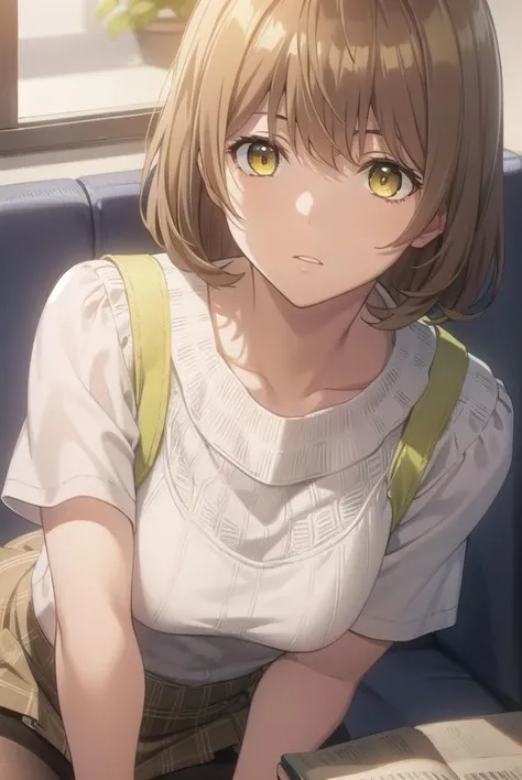 aokiyuriko, <lora:aokiyuriko-lora-nochekaiser:1>,
aoki yuriko, short hair, brown hair, bangs, (yellow eyes:1.5), glasses,
BREAK skirt, shirt, short sleeves, pantyhose, black pantyhose, frills,
BREAK looking at viewer,
BREAK indoors,
BREAK <lyco:GoodHands-beta2:1>, (masterpiece:1.2), best quality, high resolution, unity 8k wallpaper, (illustration:0.8), (beautiful detailed eyes:1.6), extremely detailed face, perfect lighting, extremely detailed CG, (perfect hands, perfect anatomy),