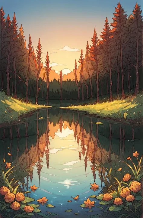 score_9,score_8_up,score_7_up,score_6_up,score_5_up,score_4_up source_suggestive, flower,outdoors,sky,water,tree,no humans,leaf,grass,plant,nature,scenery,forest,reflection,sunset,lake <lora:Lunas-Suoiresnu-SDXL-A1:0.8>,