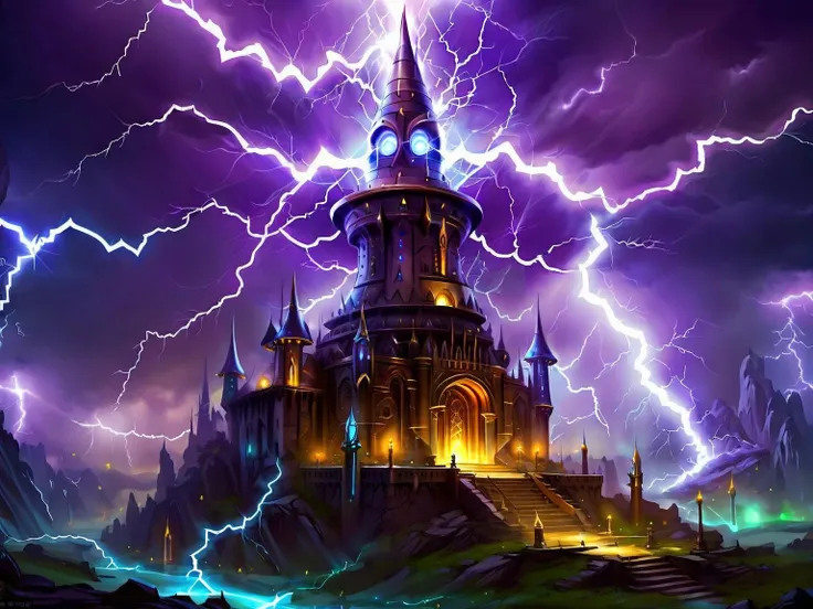 <lora:MagicAI:.9> LightningMagicAI mage tower , Highly detailed, sci fi fantasy setting, intricate detailed background