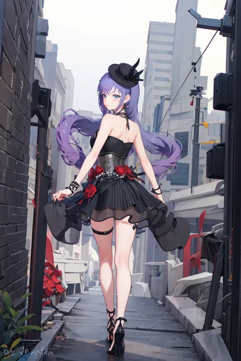 masterpiece,solo, 1girl, best quality, mini hat,fullbody,back,Very long hair