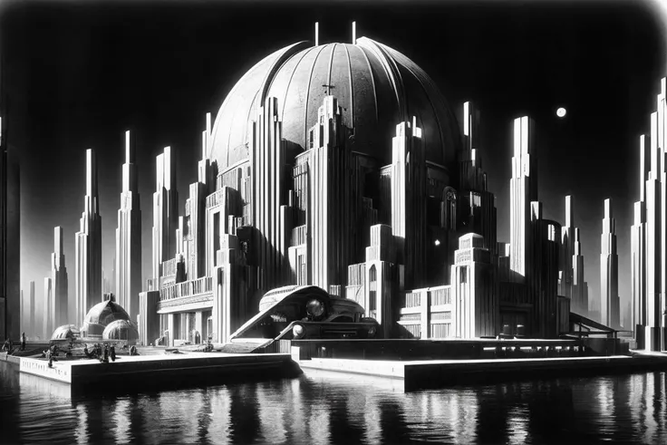 moonbase, dome, <lora:Metropolis__Style_SD1.5:0.66> mad-ropolis-movieressionist, art deco, 1920s, black and white