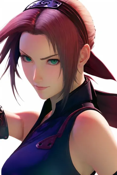 ff7r style,
haruno sakura, naruto \(series\), naruto shippuuden,
1girl, konohagakure symbol, bangs, breasts, closed mouth, elbow sleeve, eyes visible through hair, floating hair, forehead protector, foreshortening, green eyes, hair intakes, hairband, looking at viewer, parted bangs, pink hair, red shirt, shirt, short hair, sleeveless, sleeveless shirt, small breasts, solo, upper body, v-shaped eyebrows, white background, wind, portrait
, ((masterpiece))
<lora:sakura:0.5>
<lora:ff7:0.7>