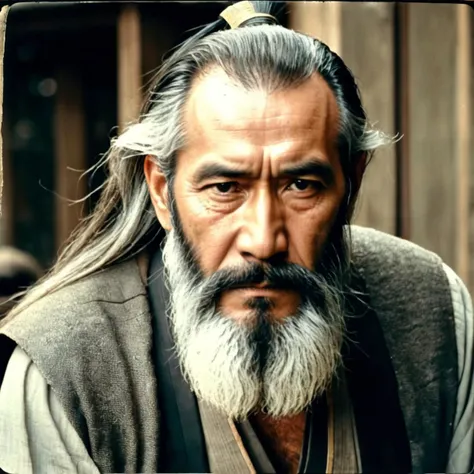 analog film photo old man, sad, long beard, masterpiece, best quality, dynamic pos, ultra detailed, (samurai_clothing) . faded film, desaturated, 35mm photo, grainy, vignette, vintage, Kodachrome, Lomography, stained, highly detailed, found footage