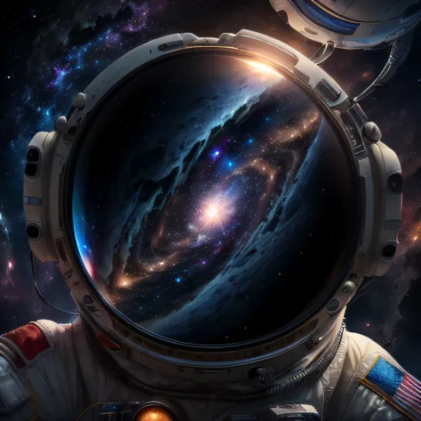 (masterpiece, high detail, best quality, 4k, uhd), (( 1boy)),upperbody, astronaut,blocks,tesseract,dimension, spacesuit, galaxy, mirror, blackhole,endless,infinite loop,