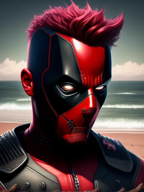 dreamlikeart, realistic dead pool in a beach, detailed , trending on arstation, digital art <lora:RichVIPLora_SD1.5:1>