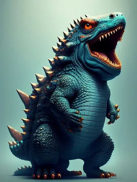 dreamlikeart, cute godzilla , detailed , trending on arstation, digital art <lora:RichVIPLora_SD1.5:1>