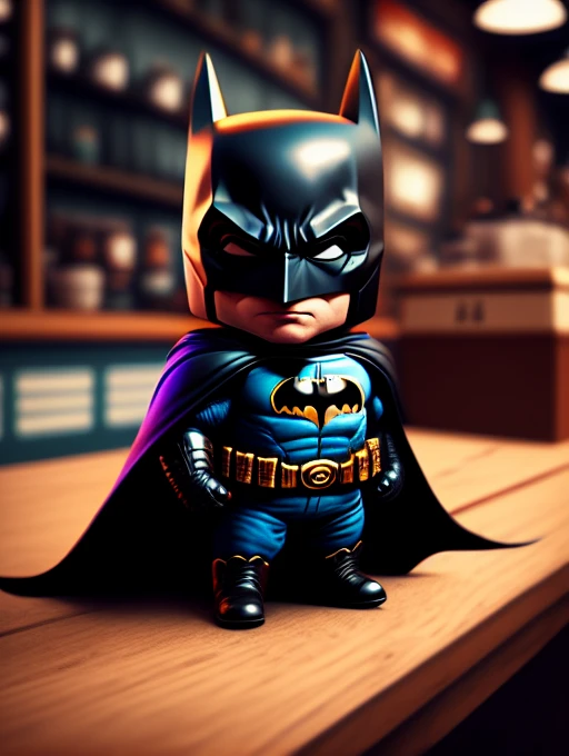 dreamlikeart, super cute batman in a coffee shop , detailed , trending on arstation, digital art <lora:RichVIPLora_SD1.5:1>