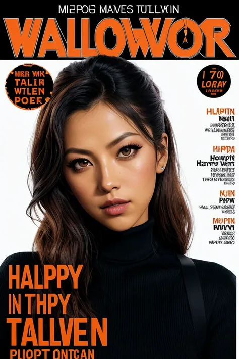 photo of (Koh_LilyMuniHe:0.99), closeup portrait, (tattoos:1.1), perfect hair, hair upsweep updo, posing, (Halloween costume with turtleneck:1.2), (( Sony a9 II Mirrorless Camera:1.1)), 160mm f/8, 1/10s, ISO 25, ((modelshoot)), (film grain:1.3), ((Foundry)), happy, 2000, ((detailed eyes)), (colorful), ((pervpulp15:1.2)), (Halloween Horror magazine cover), ("In Jernau we trust!":1.1),