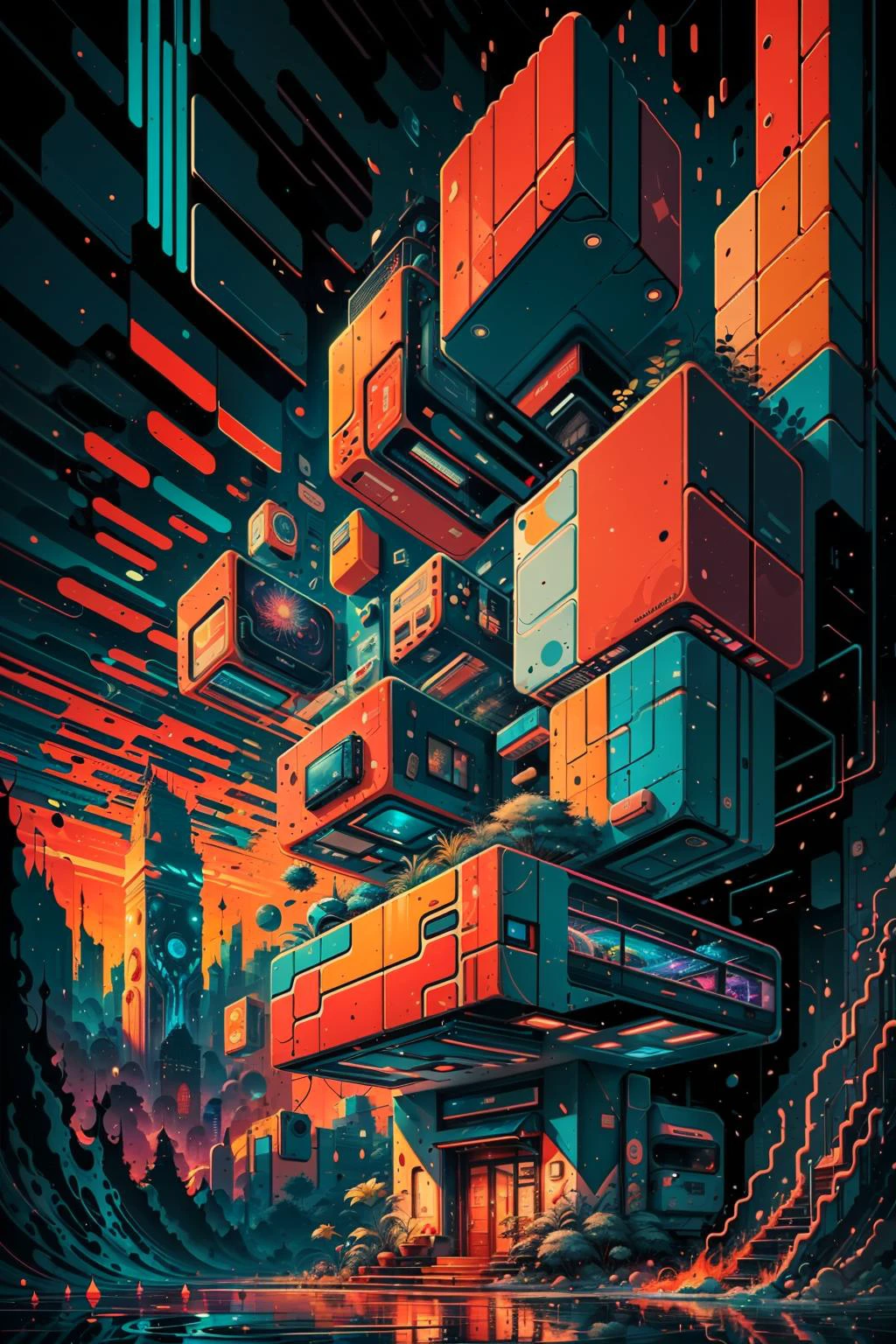 (cottagecore), (geometric:1.2), (pixel_art), futurism, impressionist, detailed, majestic, breathtaking, (suggestive:1.3),(depressing:1.3), (cute:1.2), enticing, (irresistible:1.3), disturbing, fascinating, (magnetic:1.2), (color_palette:crimson)