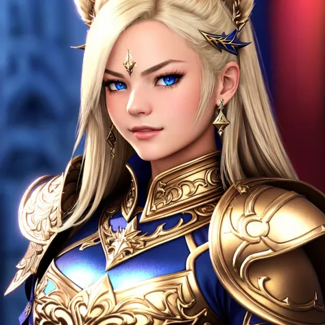 Masterpiece, high quality, 4K, beautiful design, shiny, from above, top angle, (redshift style:1.1), (analog style:1.1), sexy, realistic, photo shoot, professional, high contrast, blonde woman,[Ella Fanning|Elsa Jean], 1girl, solo, expressive look, HDR, highest quality, sharp focus, looking at viewer, facing viewer, 8k, blue eyes, wearing Paladin_glam armor, armor decorated with jewels, paladin armor, final fantasy xiv setting, <lora:Paladin_Glam:0.655>, (closeup:1.2), (extreme closeup:1.2), face focus,