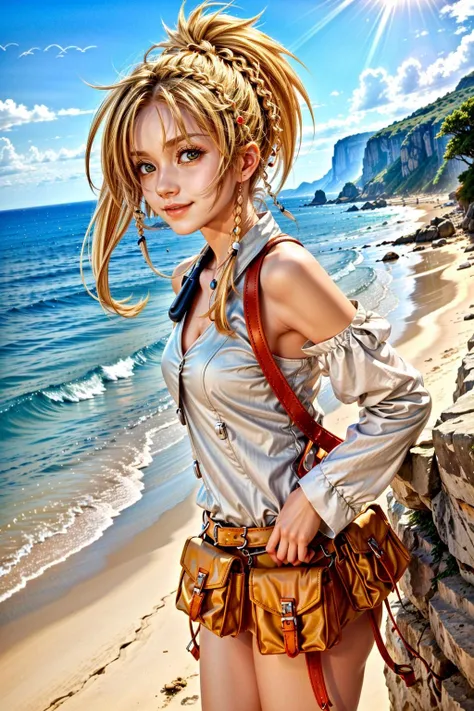 (masterpiece, best quality:1.3)
<lora:epi_noiseoffset2:1> <lora:add_detail:0.7> <lora:RikkuFF10:0.9>
RikkuFF10, 1girl, solo, smile, blonde hair, at the beach, sexy minidress, palm trees, sundown