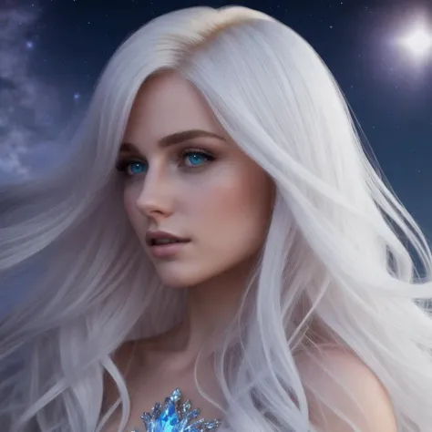 hair red gradient blonde, night sky, detailed face, face focus, shiny skin, game cg, nigh sky, moonlight, moon, white gloves, magical girl beauty in dress glass, Intricate Surface Detail, Crystal Core , Ethereal Fantasy, Realistic, Fiction, Full-HD, 8K Photo,  HD,, photo, woman,realistic, princess warrior, body armor gold, hair white, couple, dramatic lighting, blue sparkle, 8k, hyperrealistic,