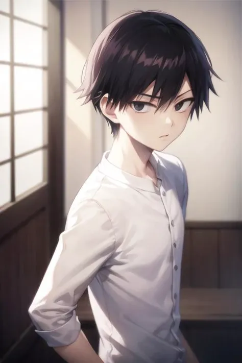 masterpiece, best quality, high quality, 1boy, solo, male focus, looking at viewer, upper body, <lora:kuro:0.56>, kuro, black hair, black eyes, short hair, ,