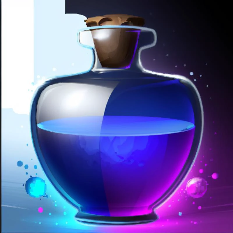 ((masterpiece,best quality)), <lora:FantasyIcons_Potions:0.8>, blue potion, glowing, particles, sparks, glass