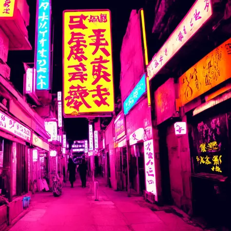 textless, Tokyopunk ChristianBale Neon Street signs, shops, road