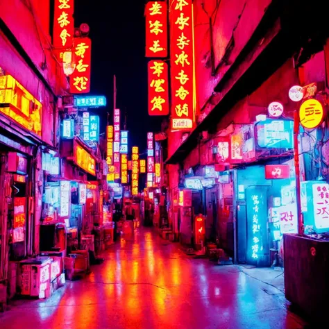 textless, Tokyopunk ChristianBale Neon Street signs, shops, road