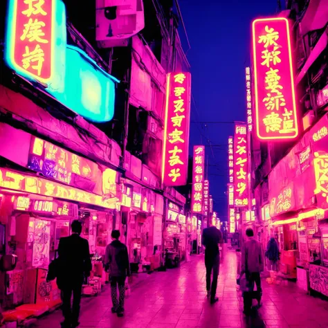 textless, Tokyopunk ChristianBale Neon Street signs, shops, road