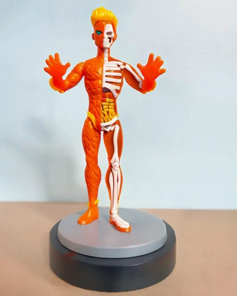 (a Human Torch (Johnny Storm) action figure) , anatomical, a character portrait,   skeleton visible<lora:skeleton_toy_sdxl:1.0>
