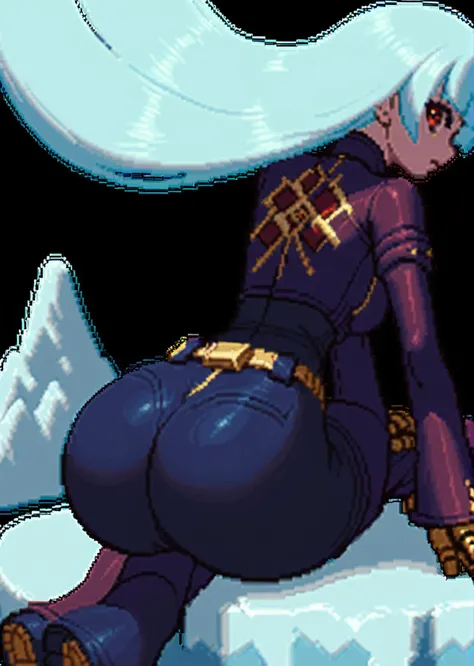 score 9, score 8 up, score 7 up, rating questionable,
detailed background,
<lora:kula.pony:1>,
kula, pixel, 
wide hips, shiny skin,
glowing hair, 
iceberg, blue background, snowflake, sit, ass, look back,