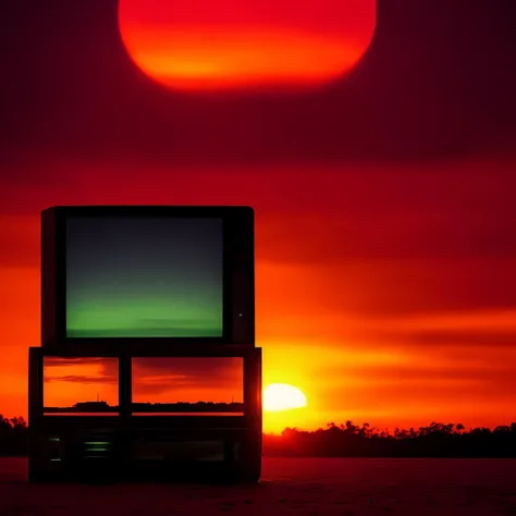 textless (retrowave:1) an old television screen with a sunset in the background <lora:RetroWave_LoraBooth:0.6>