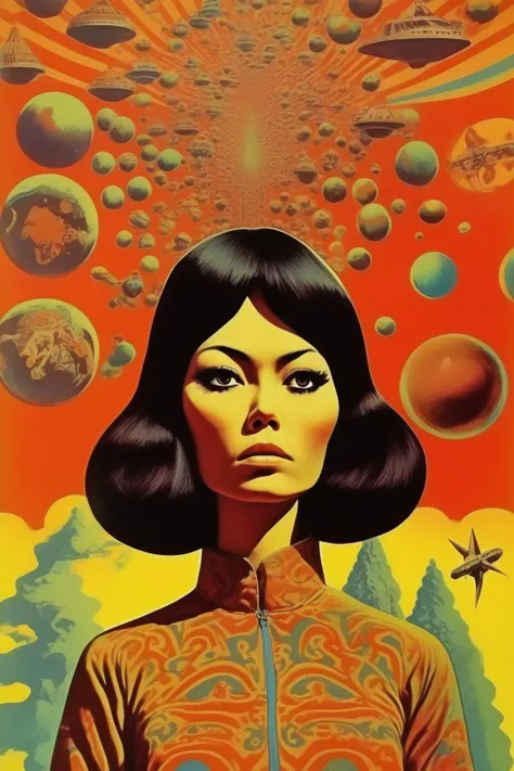 <lora:Victor Moscoso Style:1>Victor Moscoso Style - Kazakh asian nomadic female in 1970s USSR psycotic