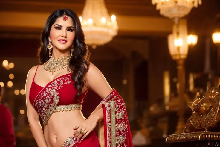<lora:sl_lora-000014:0.8>, black hair, long hair, beautiful woman smiling, wearing saree, sunny leone, 5unny, cleavage, Background A lively bustling bazaar with merchants selling exotic spices colorful textiles and intricate jewelry, detailed skin texture, (blush:0.5), (goosebumps:0.5), subsurface scattering, photorealistic, realistic, vibrant, detailed, High Detail, highly detailed, lots of fine detail, sharp focus, 8K, 4K, high resolution, ultra high res, high definition, masterpiece, best quality, rich colors, cinematic, cinematic lighting, Realistic Lighting, depth of field, natural shadows, ambient occlusion, subsurface scattering, reflections, soft lighting, lens flare, crisp edges, anisotropic shading, global illumination