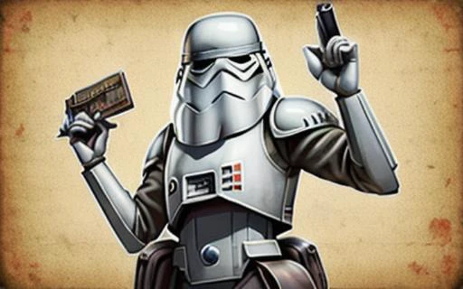 trooper, cartoon, Disney style, perfect face, holding map, between brownstones, anime style, fullbody, wearing swsnwtrpr <lora:starWarsSnowtrooper_v10:.7>