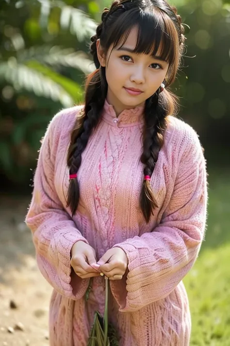 <(realistic:1.3), intricate details>,((1girl)),braided bangs,braided ponytail,(solo:1.2), balck hair, 18yo,looking at viewer, sunlight, <lora:cungu-v1.2:0.6>