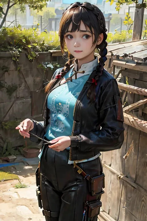 <(realistic:1.3), intricate details>,((1girl)),braided bangs,braided ponytail,(solo:1.2), balck hair, 16yo,looking at viewer, sunlight, <lora:cungu-v1.2:0.6>