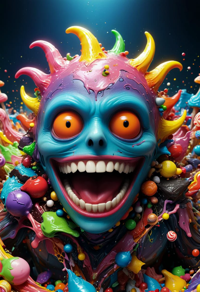 Terrifying eldritch candy-land dreamscape of sweet sugary nightmares and chocolatey horror, vivid colors, twisted trypophobic candy kingdom, full of frightful candy abominations, beautiful, ultra detailed, ultimate details, amazing details, super sharp details, masterful, (masterpiece:1.2), intricate details, best quality, high quality, rich vibrant vivid colors, ultra high res, cinematic still, 4k, 8k uhd, extremely intricate, extremely detailed, amazing, fine detail, high resolution, perfect, wonderful, ultrarealistic, photorealistic glowing, shine, shiny