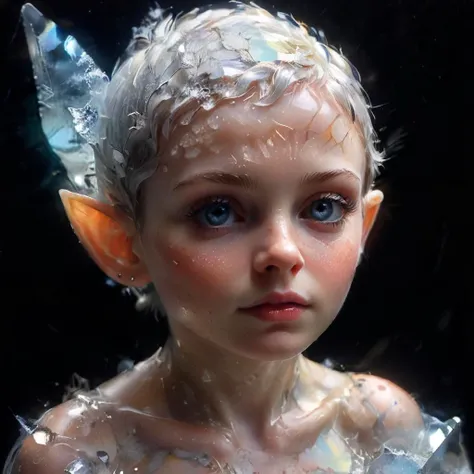 Hyperrealistic art a small pixie in anguish with skin made of clear transparent ice transformed into stone <lora:- SDXL - holo_effect_V1.0:1> <lora:epi_noiseoffset2:1>, dramatic lighting, detailed skin texture, (blush:0.5), (goosebumps:0.5), subsurface scattering, dry skin, fuzzy skin . Extremely high-resolution details, photographic, realism pushed to extreme, fine texture, incredibly lifelike