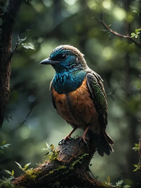 philosophy book cover art, contemplative, abstract, minimalist, neutral colors (((colorful bird sitting on a branch, dark mysterious forest, dramatic lighting, dark photo, night))), best quality, ultra high res, (photorealistic:1.4), high resolution, detailed, raw photo, sharp re, by lee jeffries nikon d850 film stock photograph 4 kodak portra 400 camera f1.6 lens rich colors hyper realistic lifelike texture dramatic lighting unrealengine trending on artstation cinestill 800, photorealistic, photo, masterpiece, realistic, realism, photorealism, high contrast, photorealistic digital art trending on artstation 8k hd high definition detailed realistic, detailed, skin texture, hyper detailed, realistic skin texture, armature, (masterpiece,best quality, high resolution:1.2,4k,8k,high quality), extremely detailed, realistic, intricate details, highres,