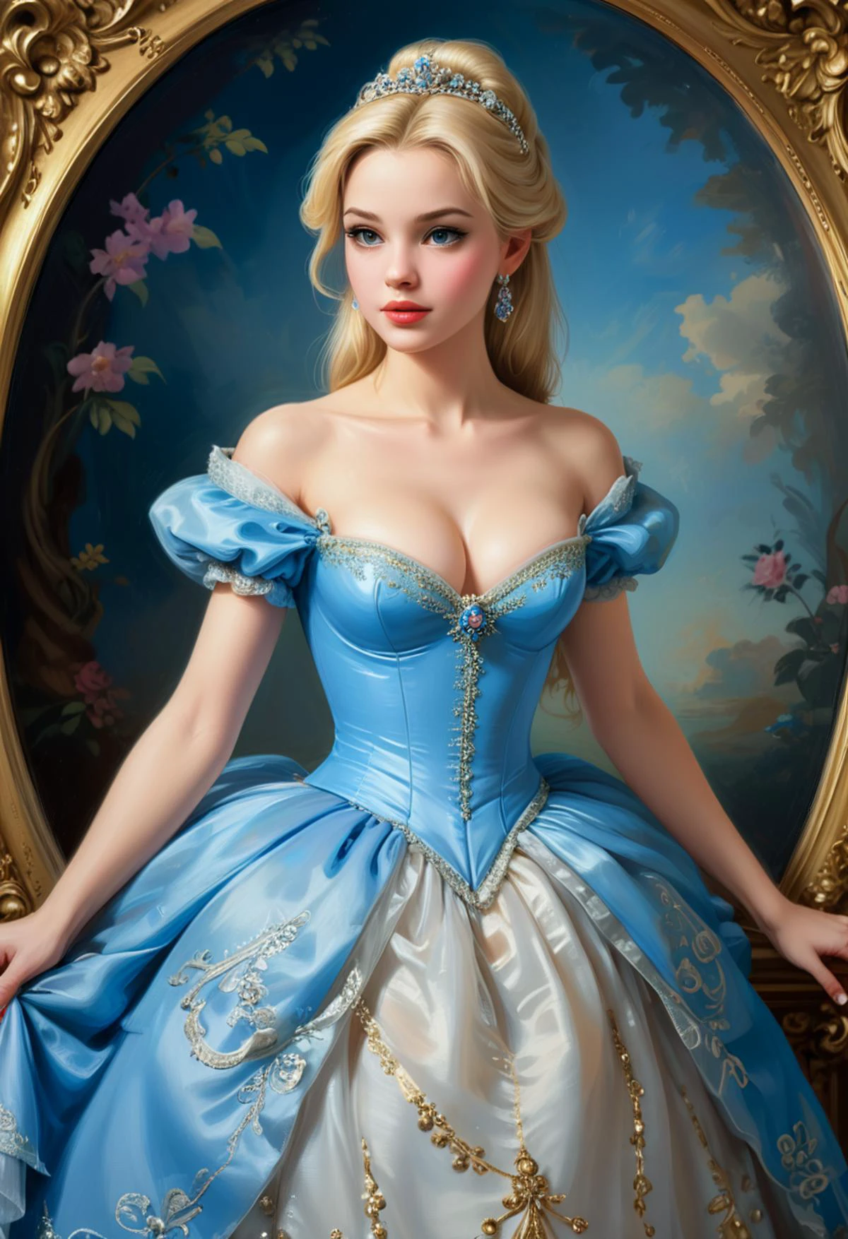 masterpiece, oil painting of Disney Princess Cinderella, in the style baroque